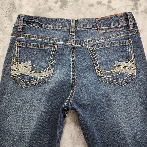 Supplies Jeans Womens 14 Blue Mid Rise Crop Capri Stretch Ramie Denim Distressed - Picture 4 of 15